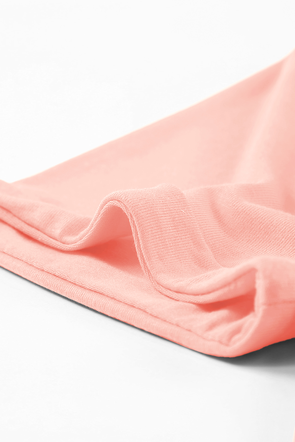 Women's Pink Crew Neck Tee, Casual Short Sleeve Summer Top - Detail View 10 Women's Pink Crew Neck Tee, Casual Short Sleeve Summer Top - Detail View 10