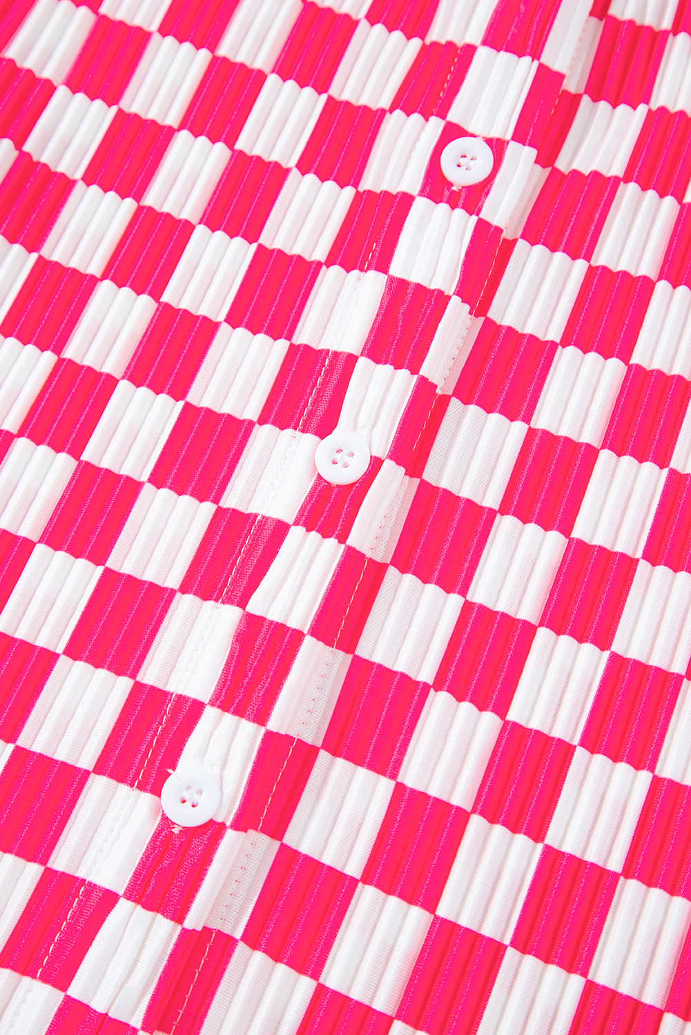 Pink Checkered Shirred High Waist Pajama Set for Women - Detail View 16 Pink Checkered Shirred High Waist Pajama Set for Women - Detail View 16