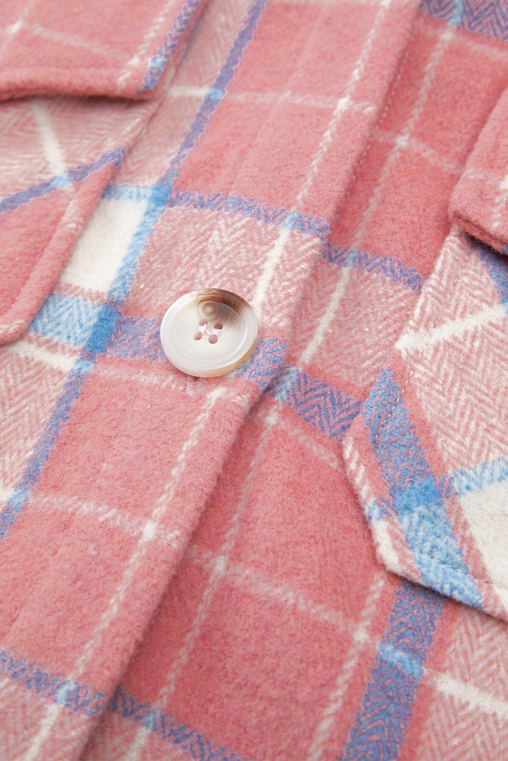 Women's Shacket, Pink Plaid, Flap Pocket, Button Up, Long Sleeve, Casual Style, Fall & Autumn, Lightweight, Versatile, Classic Design, Premium Material, Outerwear, Plaid Shackets - Detail View 15 Women's Shacket, Pink Plaid, Flap Pocket, Button Up, Long Sleeve, Casual Style, Fall & Autumn, Lightweight, Versatile, Classic Design, Premium Material, Outerwear, Plaid Shackets - Detail View 15