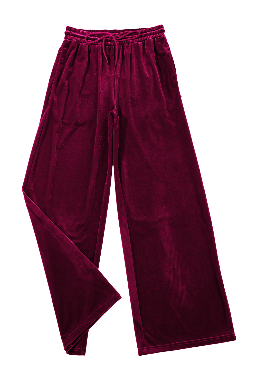 Stylish High Waist Wide Leg Pants - Burgundy Solid Color - Detail View 22 Stylish High Waist Wide Leg Pants - Burgundy Solid Color - Detail View 22