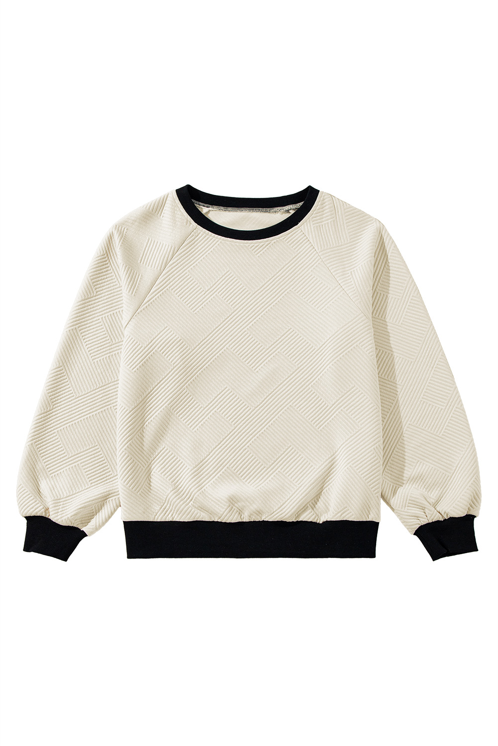 Stylish Long Sleeve Casual Top with Color Block Edges - Jet Stream - Detail View 6 Stylish Long Sleeve Casual Top with Color Block Edges - Jet Stream - Detail View 6