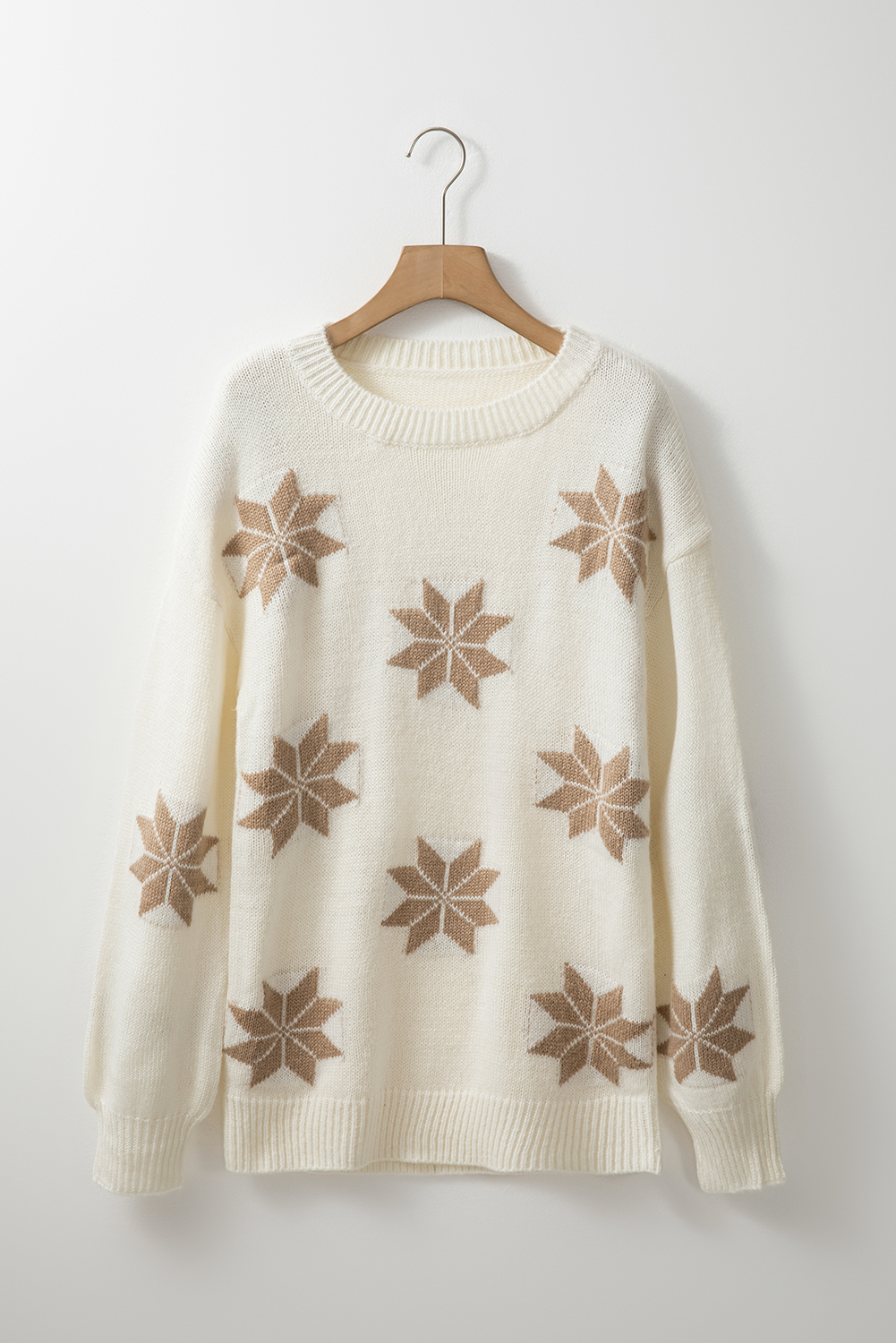 Women's Sweater, White Snowflake, Christmas Sweater, Tunic Length, Long Sleeve, Holiday Wear, Casual Style, Warm and Cozy, Winter Fashion, Elegant Design, Comfortable, Layering Piece, Seasonal Outfit, Acrylic Material - Detail View 12 Women's Sweater, White Snowflake, Christmas Sweater, Tunic Length, Long Sleeve, Holiday Wear, Casual Style, Warm and Cozy, Winter Fashion, Elegant Design, Comfortable, Layering Piece, Seasonal Outfit, Acrylic Material - Detail View 12