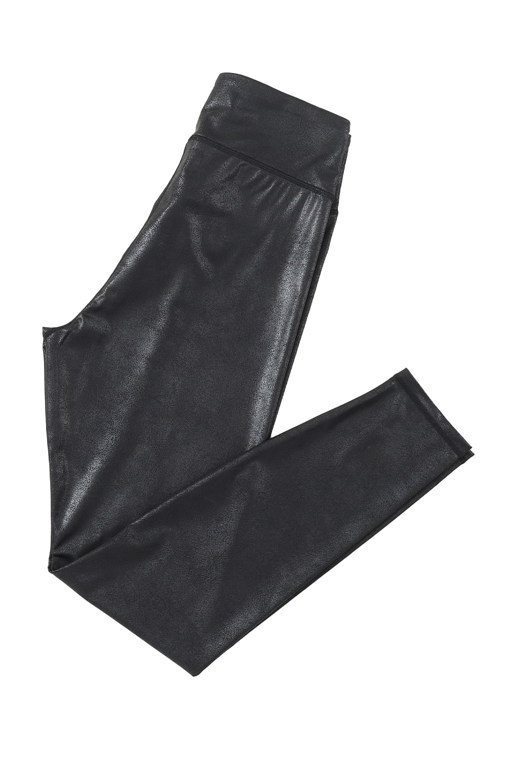 Women's Black Leather Leggings, High Waisted Criss Cross - Main View Women's Black Leather Leggings, High Waisted Criss Cross - Main View