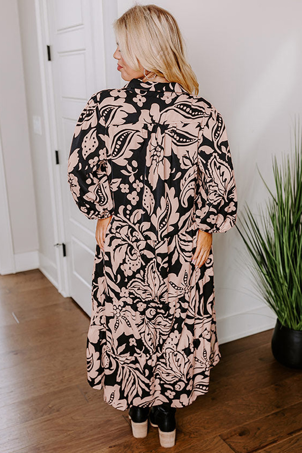 Flattering Black Floral Dress - Perfect for Daily Wear and Special Occasions - Detail View 3 Flattering Black Floral Dress - Perfect for Daily Wear and Special Occasions - Detail View 3