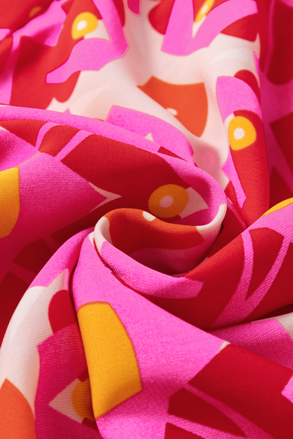 Women's Strawberry Pink Geo Print V-Neck Maxi Dress - Detail View 11 Women's Strawberry Pink Geo Print V-Neck Maxi Dress - Detail View 11