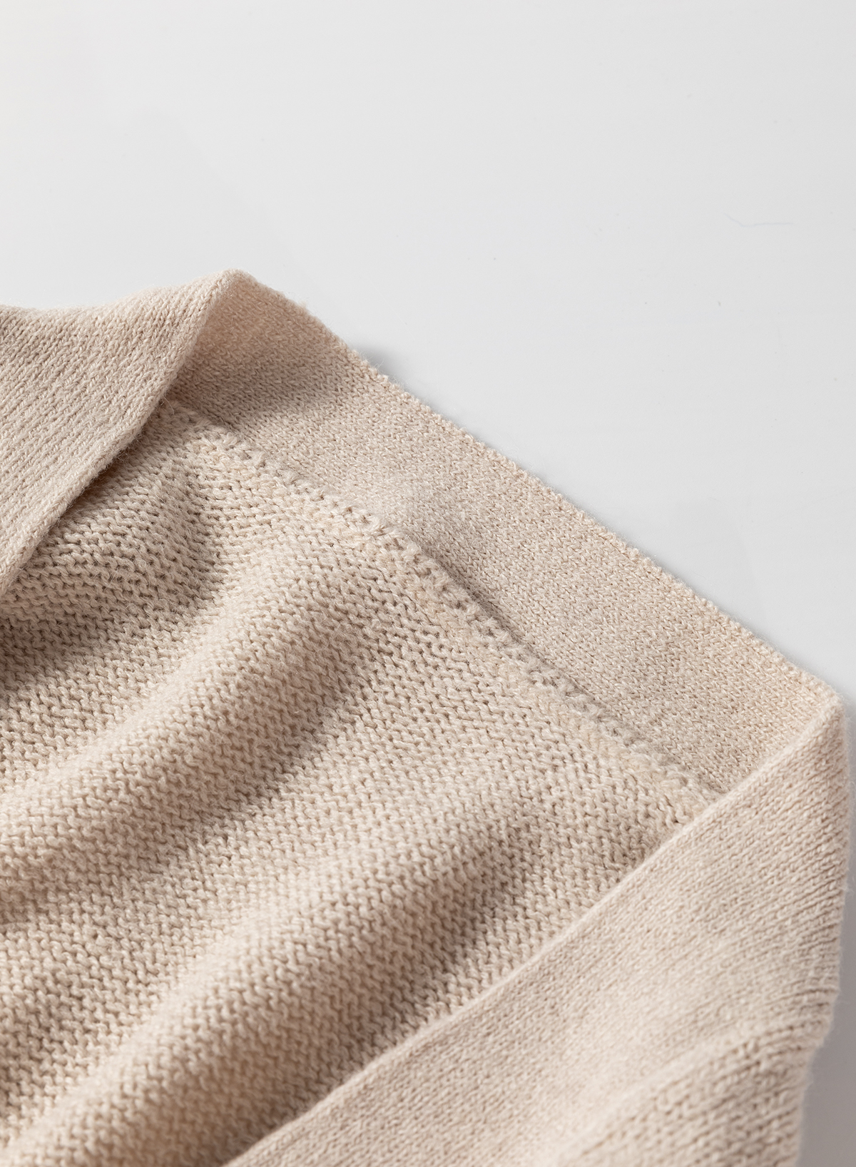 Cozy Beige Open Front Cardigan with Trendy Puff Sleeves and Side Pockets - Detail View 7 Cozy Beige Open Front Cardigan with Trendy Puff Sleeves and Side Pockets - Detail View 7