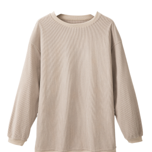 Women's Smoke Gray Ribbed Corduroy Oversized Sweatshirt - Main View