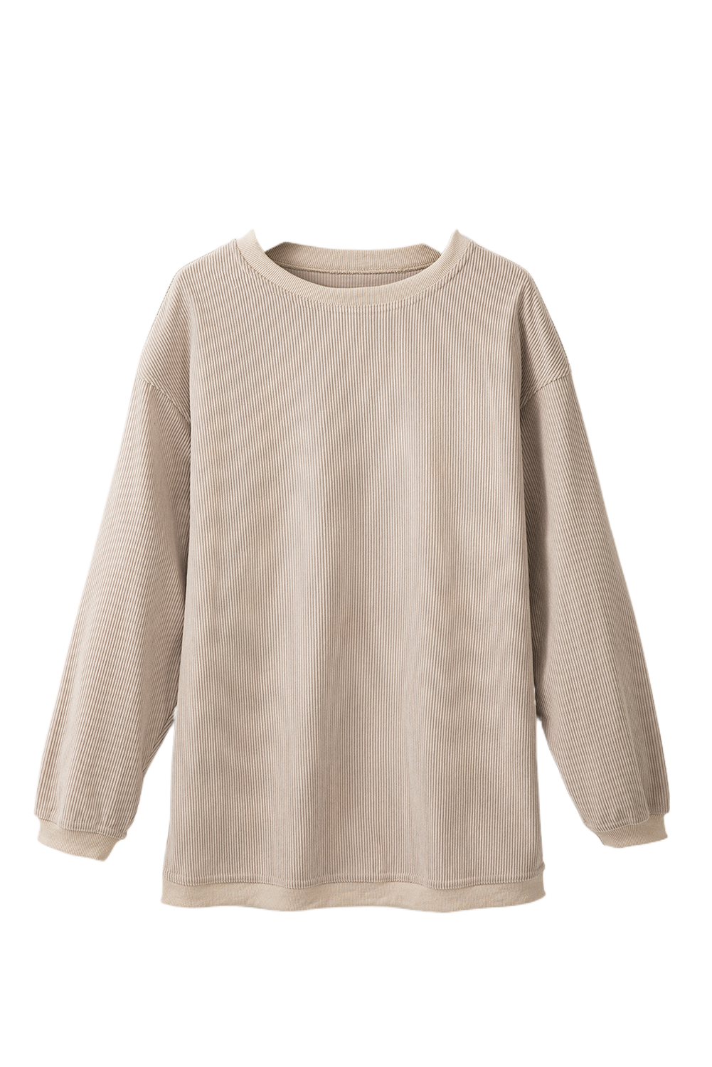 Women's Smoke Gray Ribbed Corduroy Oversized Sweatshirt - Main View Women's Smoke Gray Ribbed Corduroy Oversized Sweatshirt - Main View