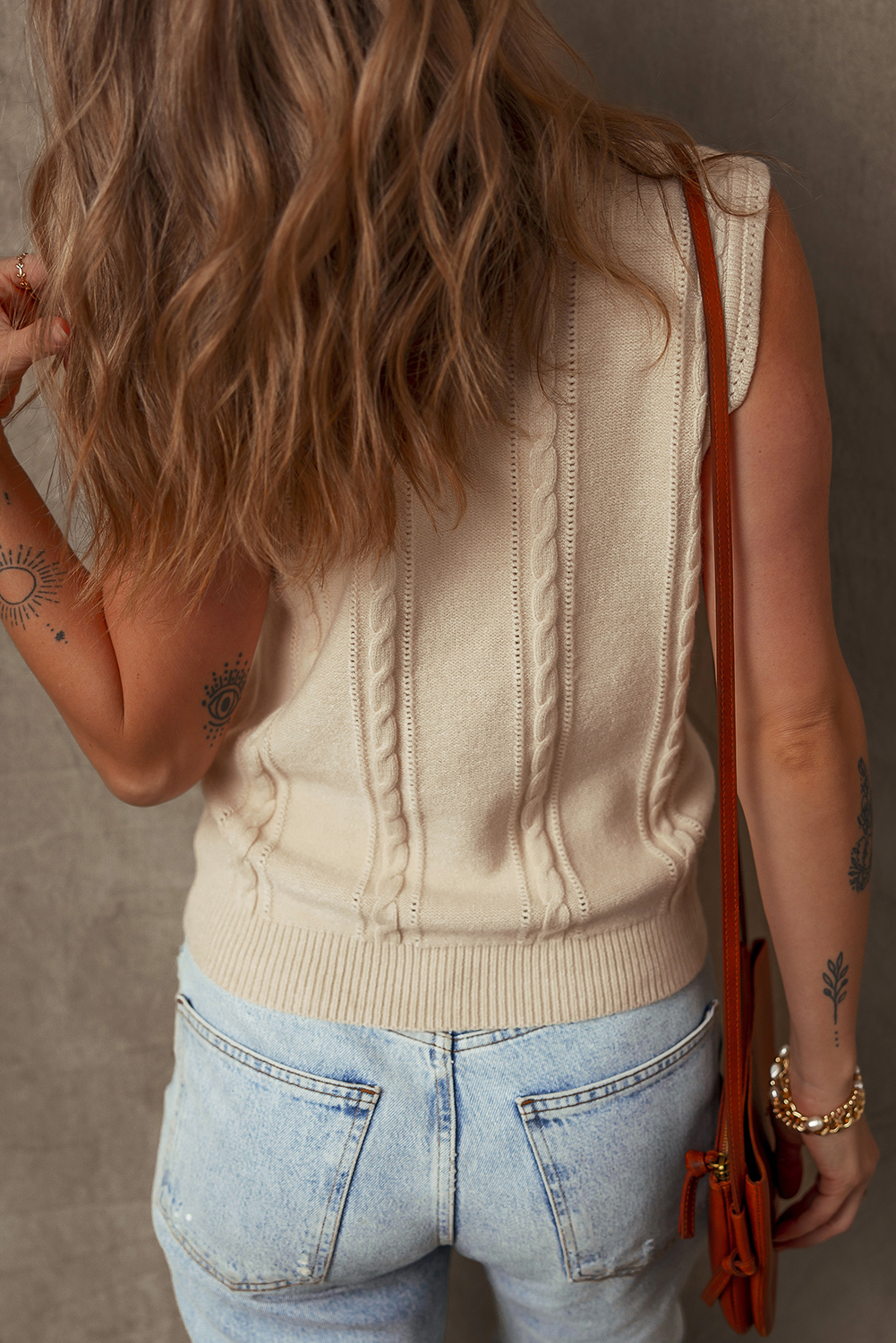 Chic and Cozy Floral Embroidered Sleeveless Sweater Vest in Jet Stream - Detail View 2 Chic and Cozy Floral Embroidered Sleeveless Sweater Vest in Jet Stream - Detail View 2