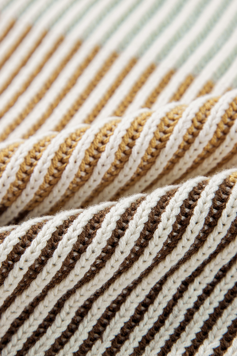Fashionable Long Sleeve Knit Sweater with Playful Bubble Sleeves - Brown - Detail View 10 Fashionable Long Sleeve Knit Sweater with Playful Bubble Sleeves - Brown - Detail View 10