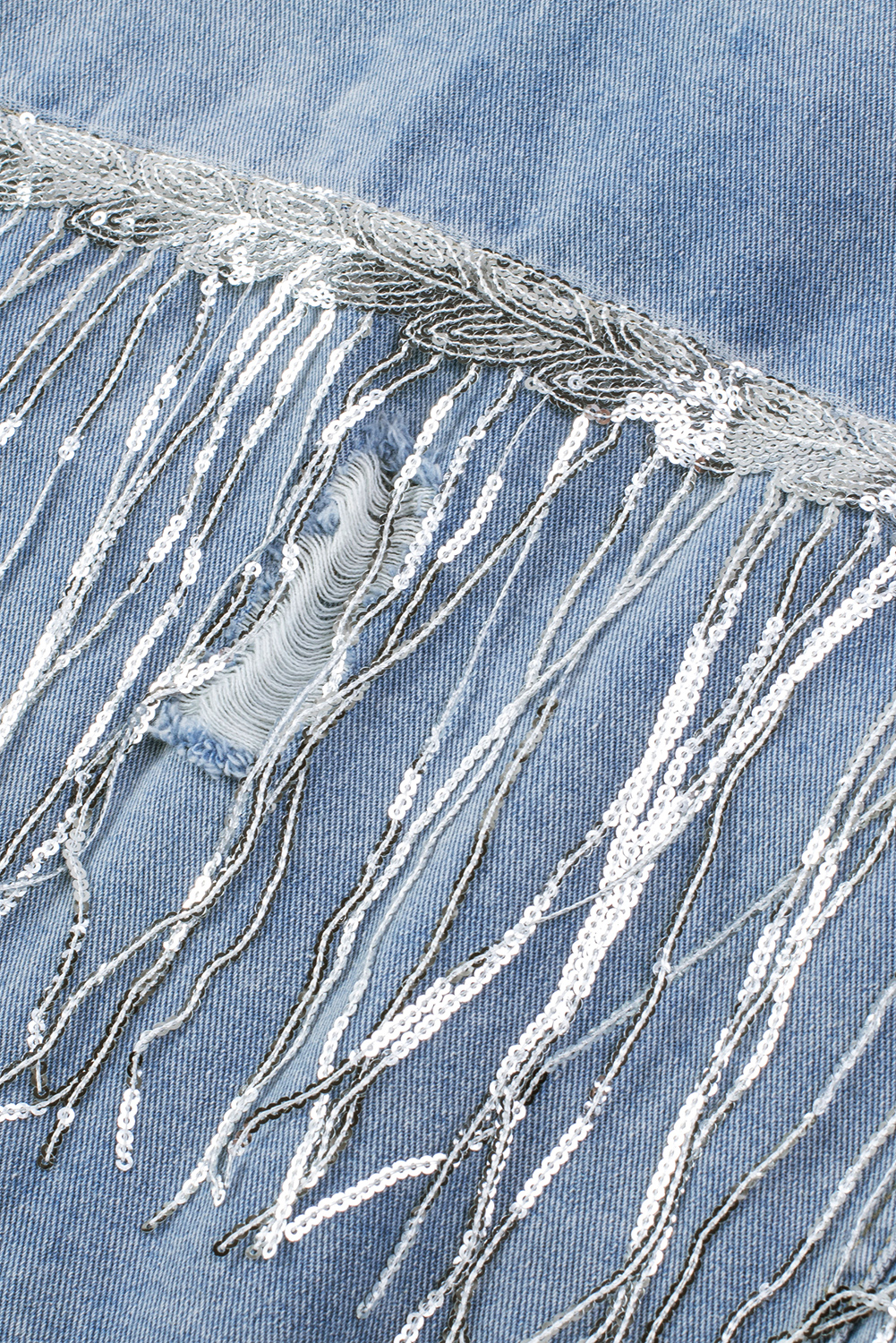 Trendy Embellished Denim Jacket, Distressed Fringe Fall Outerwear - Detail View 20 Trendy Embellished Denim Jacket, Distressed Fringe Fall Outerwear - Detail View 20