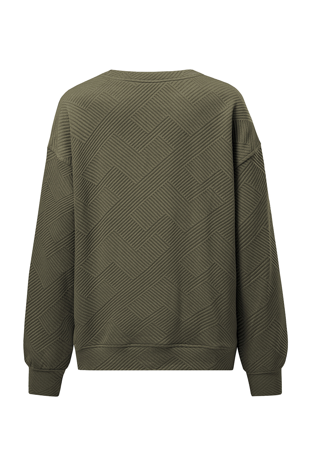 Women's Jungle Green Sweatshirt, Textured Round Neck Pullover - Detail View 10 Women's Jungle Green Sweatshirt, Textured Round Neck Pullover - Detail View 10