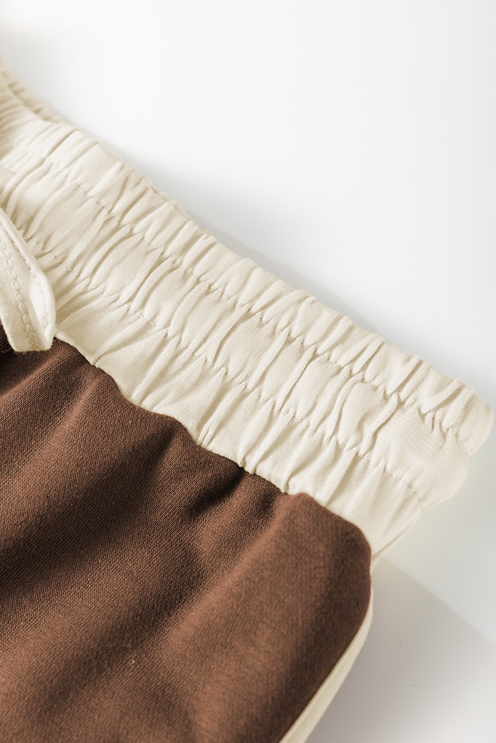 Women's Casual Skort Set, Coffee Contrast Pullover Outfit - Detail View 13 Women's Casual Skort Set, Coffee Contrast Pullover Outfit - Detail View 13