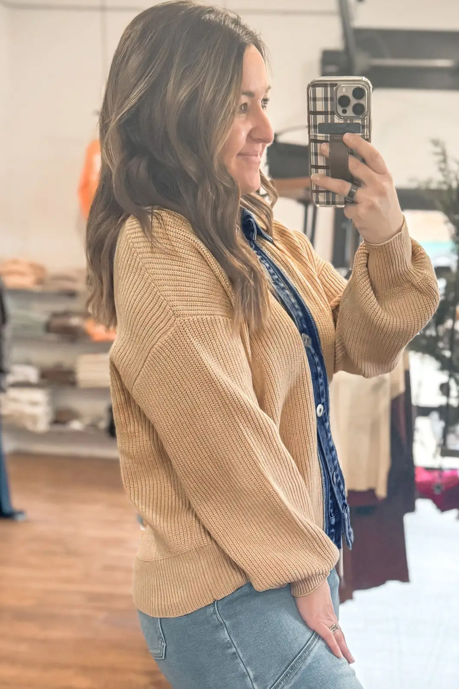 Women's Drop Shoulder Cardigan, Cozy Soft Knit Sweater - Detail View 12 Women's Drop Shoulder Cardigan, Cozy Soft Knit Sweater - Detail View 12