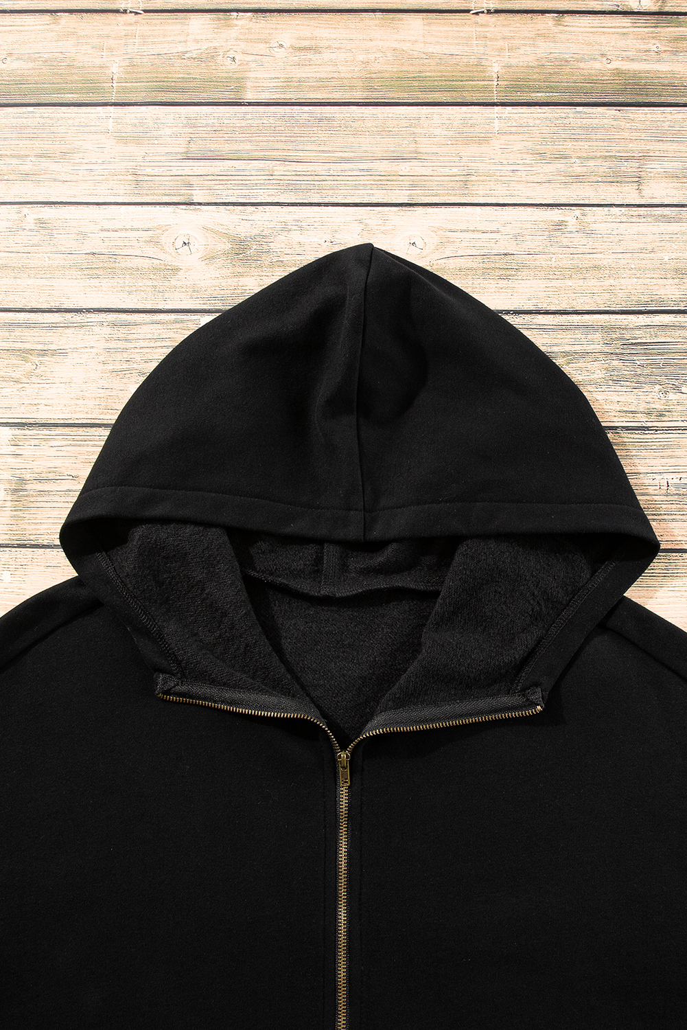 Women's Black Fleece Lined Half Zip Kangaroo Pockets Hoodie - Detail View 13 Women's Black Fleece Lined Half Zip Kangaroo Pockets Hoodie - Detail View 13