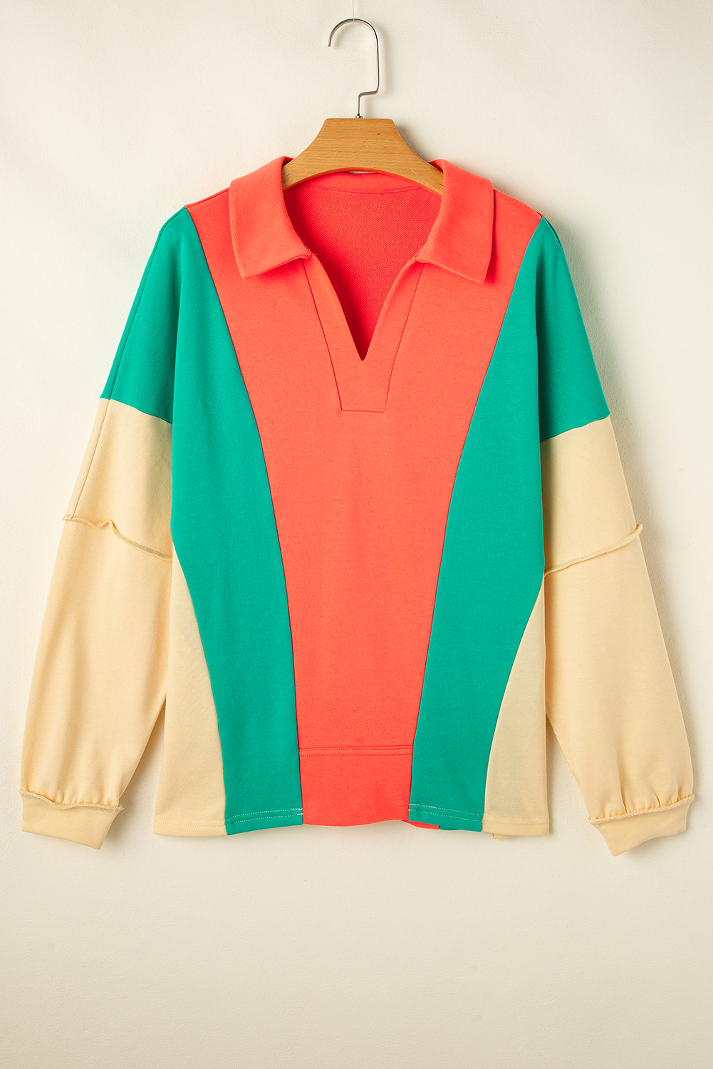 Casual Grapefruit Orange V Neck Top - Soft & Comfortable Everyday Wear - Detail View 3 Casual Grapefruit Orange V Neck Top - Soft & Comfortable Everyday Wear - Detail View 3