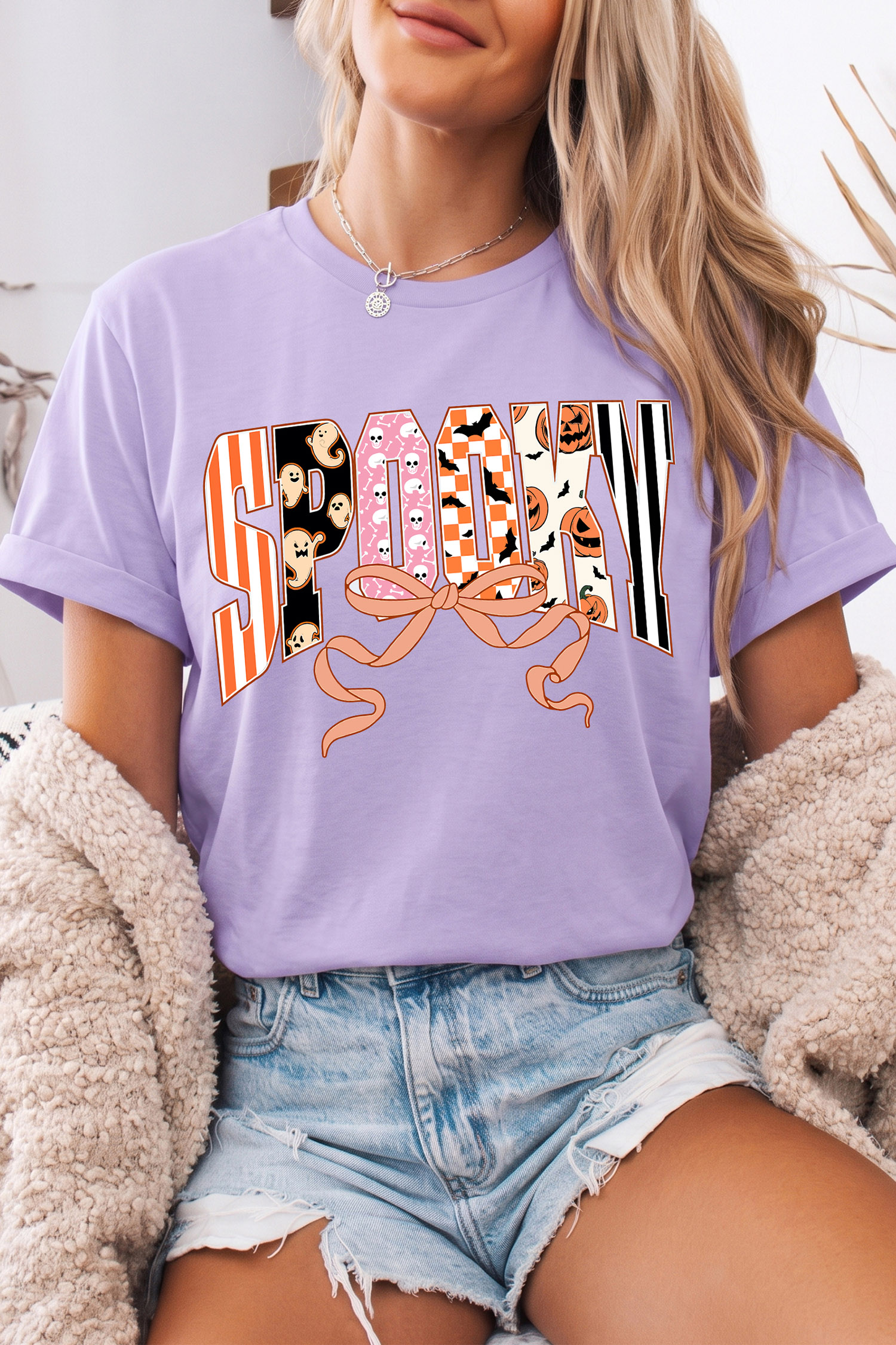 Graphic Letter Print Tee, Women's Round Neck Holiday Shirt - Detail View 2 Graphic Letter Print Tee, Women's Round Neck Holiday Shirt - Detail View 2