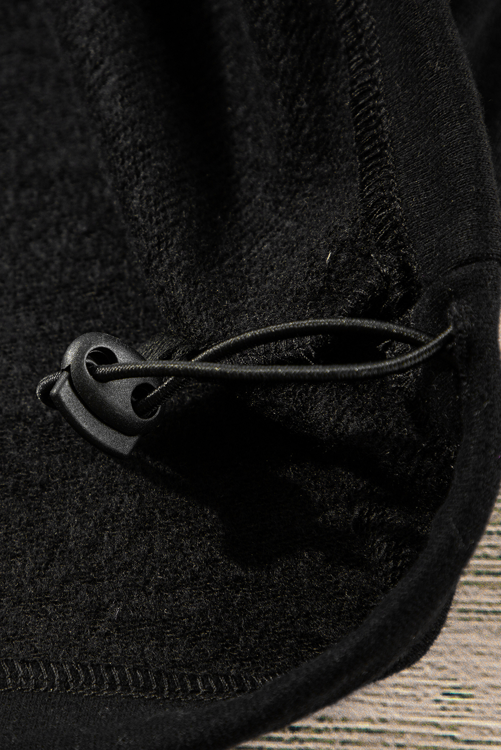 Women's Black Fleece Lined Half Zip Kangaroo Pockets Hoodie - Detail View 17 Women's Black Fleece Lined Half Zip Kangaroo Pockets Hoodie - Detail View 17