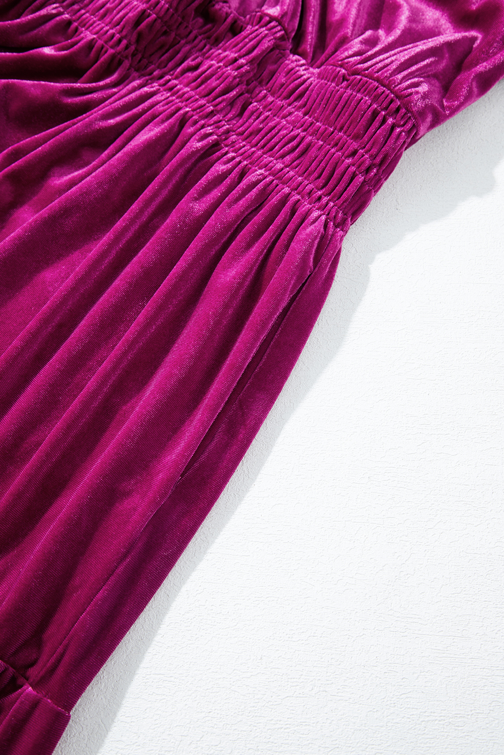 Boho Chic Velvet Maxi Dress - Flattering V Neck and Short Sleeves - Detail View 12 Boho Chic Velvet Maxi Dress - Flattering V Neck and Short Sleeves - Detail View 12