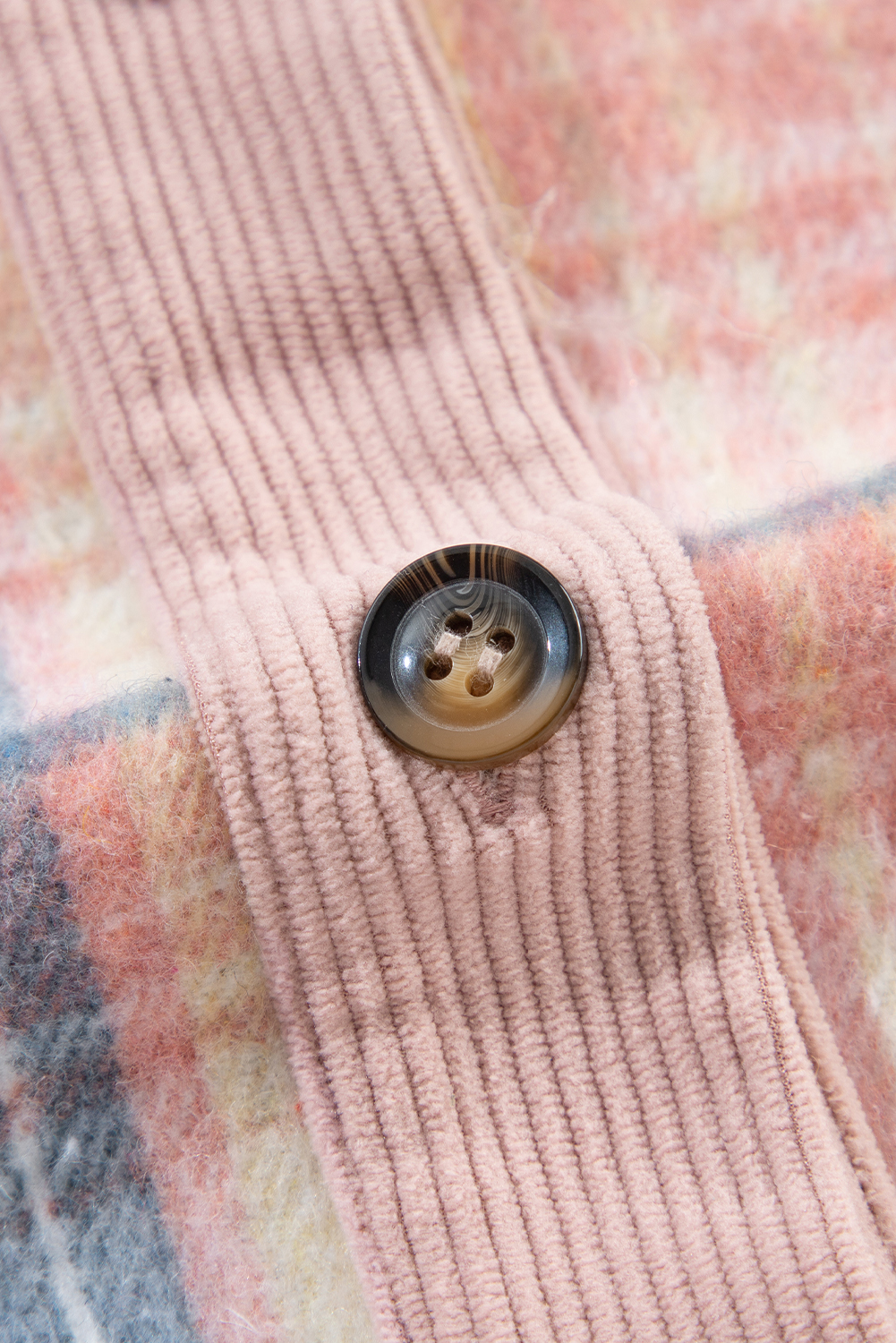 Stylish Women's Plaid Shacket, Long Sleeve Corduroy Jacket - Detail View 18 Stylish Women's Plaid Shacket, Long Sleeve Corduroy Jacket - Detail View 18