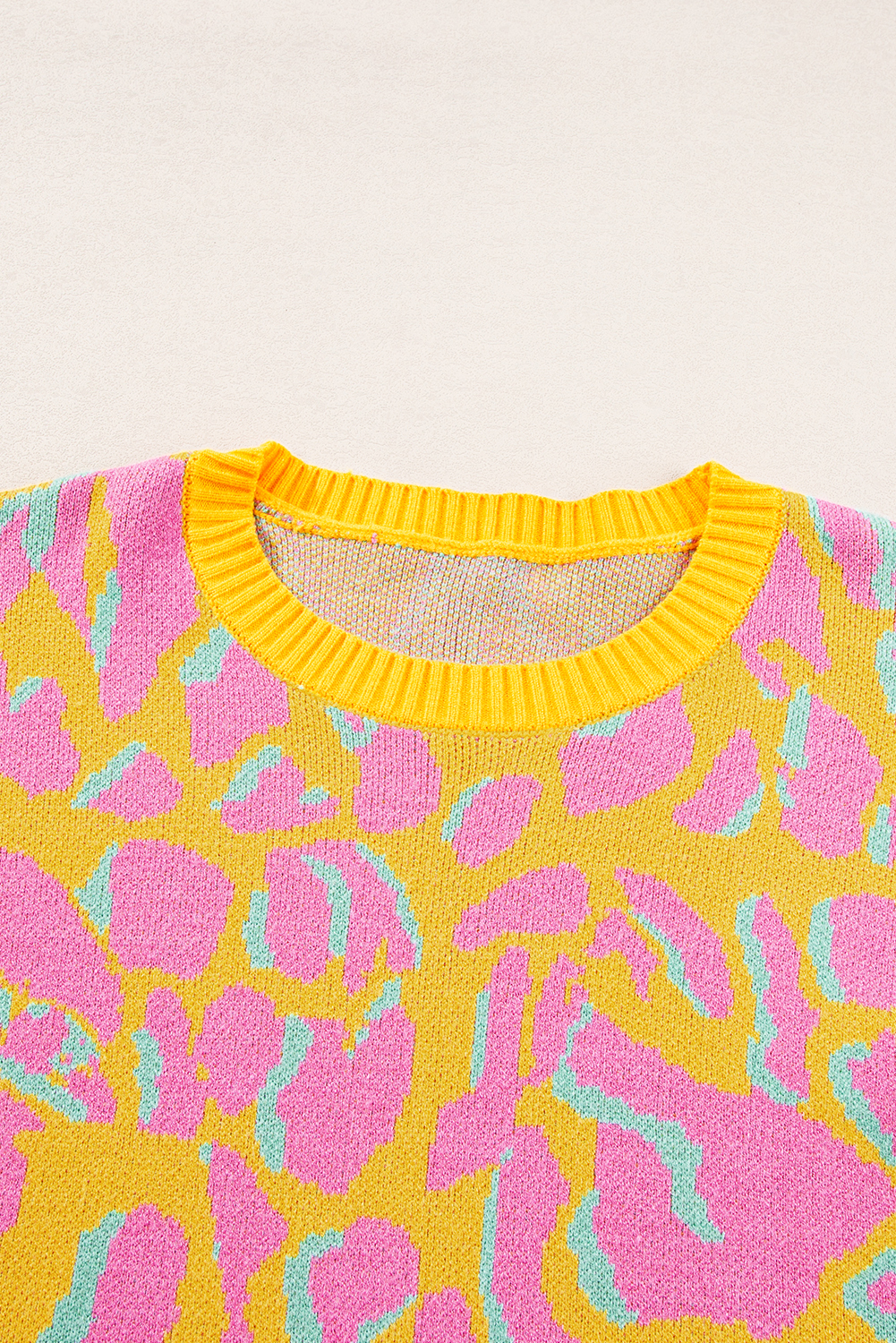 Women's Vitality Orange Abstract Print Baggy Sweater with Ribbed Trim - Detail View 16 Women's Vitality Orange Abstract Print Baggy Sweater with Ribbed Trim - Detail View 16