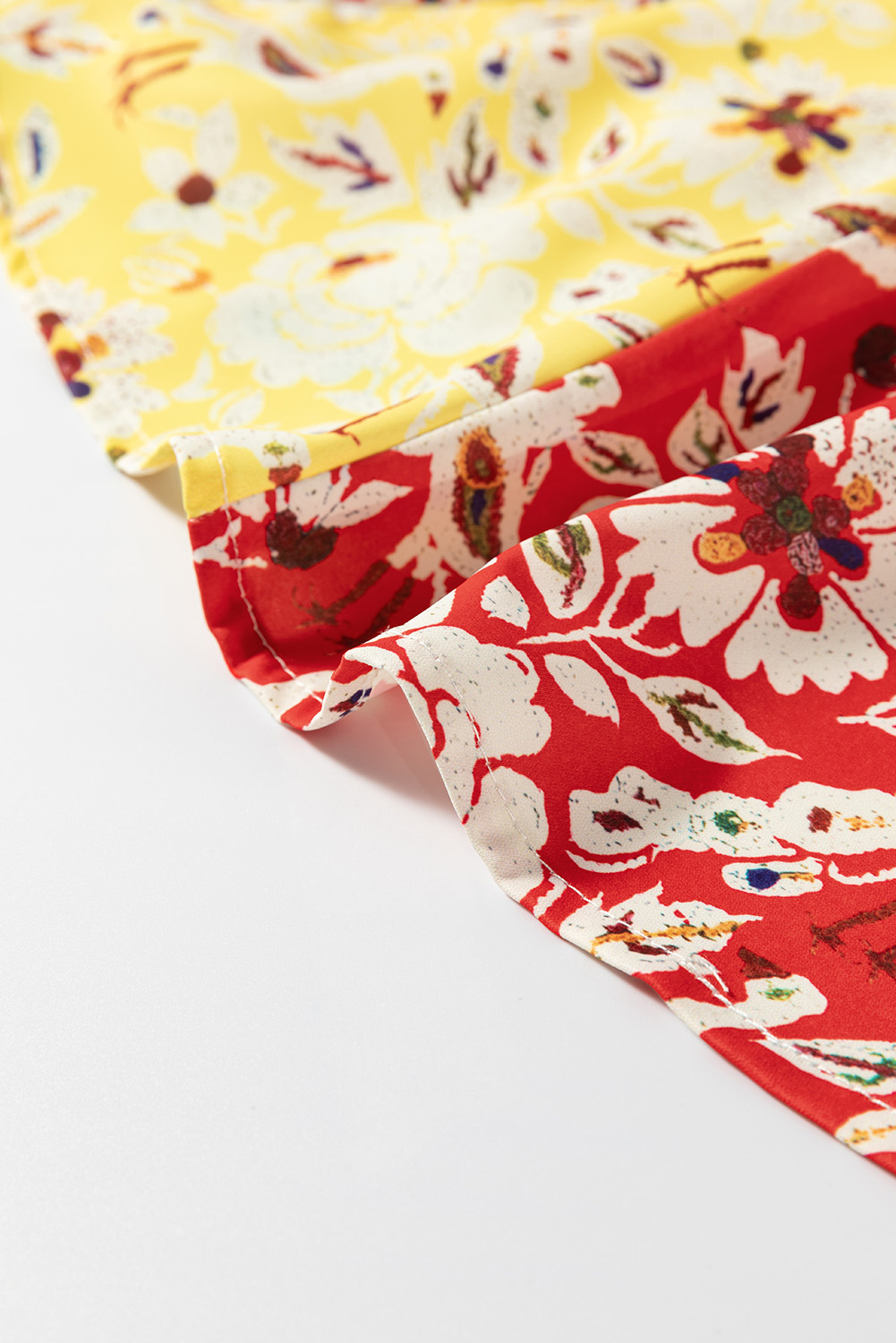 Elegant Long Sleeve Mini Dress - Vibrant Floral Patchwork for Spring Occasions - Detail View 11 Elegant Long Sleeve Mini Dress - Vibrant Floral Patchwork for Spring Occasions - Detail View 11