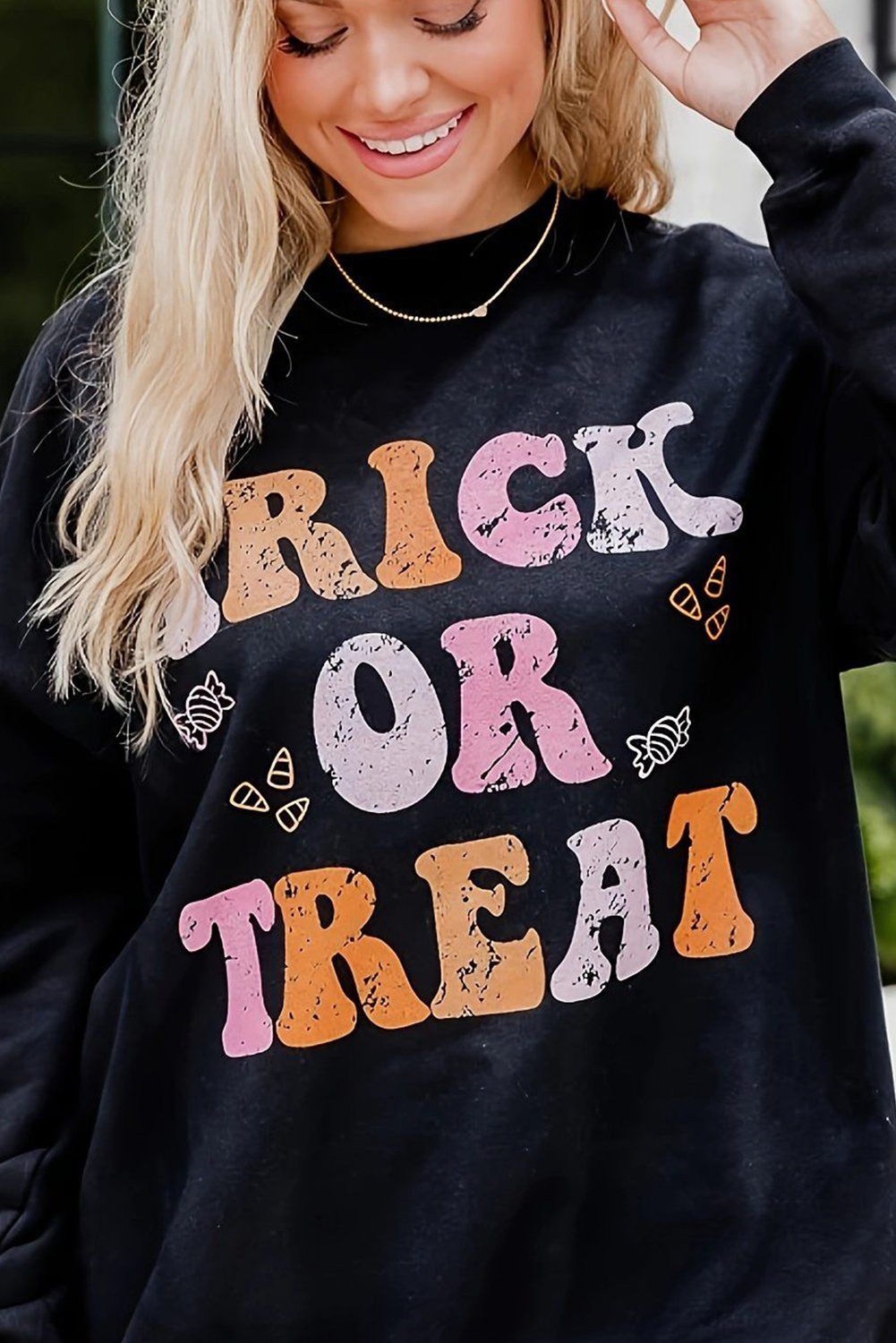 Classic Crewneck Design: Comfortable and Playful Halloween Sweatshirt - Detail View 3 Classic Crewneck Design: Comfortable and Playful Halloween Sweatshirt - Detail View 3