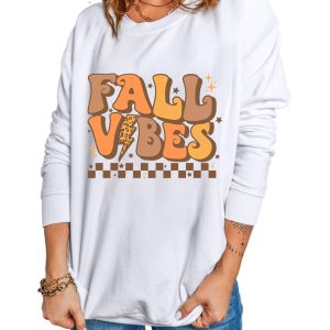 Women's Beige Fall Vibes Graphic Drop Shoulder Sweatshirt - Main View