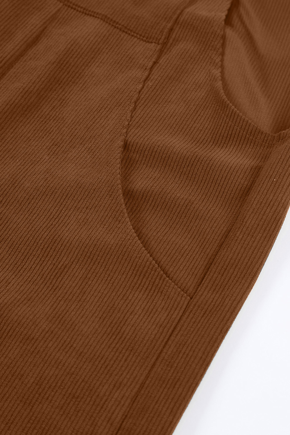 Women's Brown Corduroy Overalls, Wide Leg Casual Jumpsuit - Detail View 16 Women's Brown Corduroy Overalls, Wide Leg Casual Jumpsuit - Detail View 16