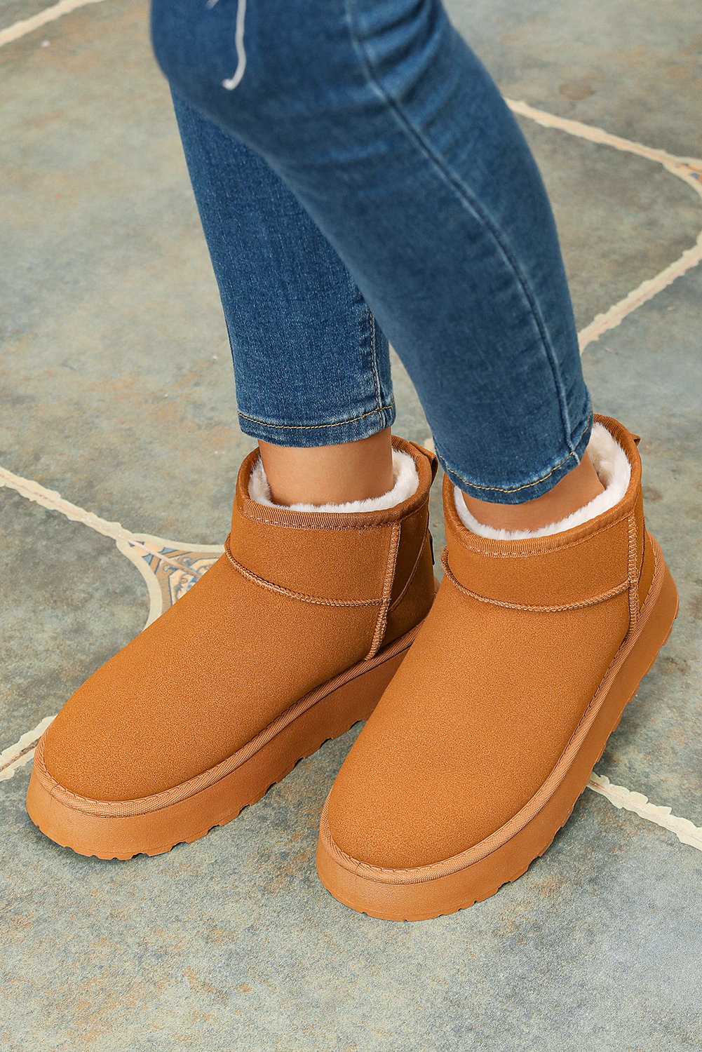 Women's Chestnut Ankle Boots, Cozy Winter Snow Shoes - Detail View 4 Women's Chestnut Ankle Boots, Cozy Winter Snow Shoes - Detail View 4