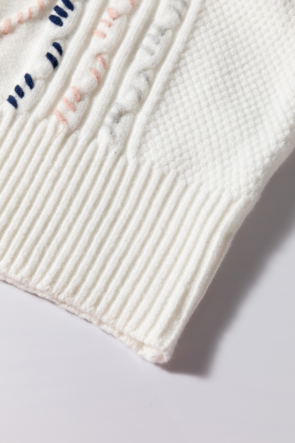 Women's Sweater, White Sweater, Short Sleeve, Cable Knit, Multicolor Stitch, Puff Sleeves, Casual Style, Dressy Top, Summer Wear, Cozy Fit, Elegant Design, Round Neck, Abstract Pattern, Tops, Sweaters & Cardigans - Detail View 12 Women's Sweater, White Sweater, Short Sleeve, Cable Knit, Multicolor Stitch, Puff Sleeves, Casual Style, Dressy Top, Summer Wear, Cozy Fit, Elegant Design, Round Neck, Abstract Pattern, Tops, Sweaters & Cardigans - Detail View 12