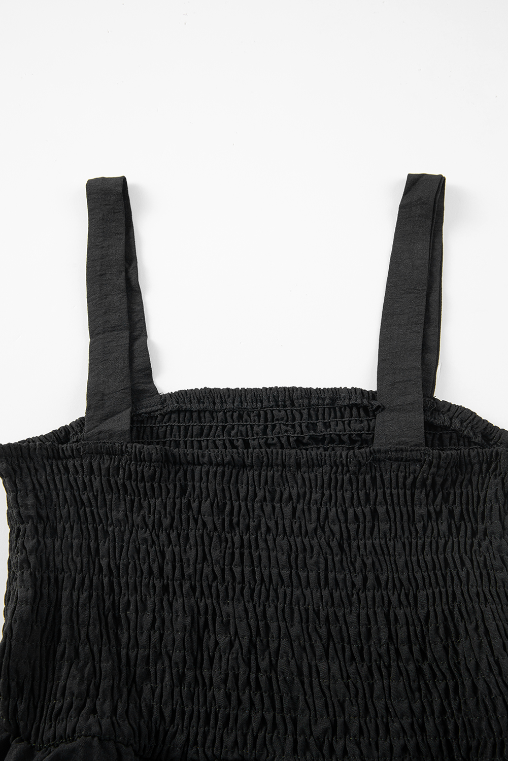 Black Sleeveless Romper, Trendy Smocked Fit And Flare Playsuit - Detail View 8 Black Sleeveless Romper, Trendy Smocked Fit And Flare Playsuit - Detail View 8
