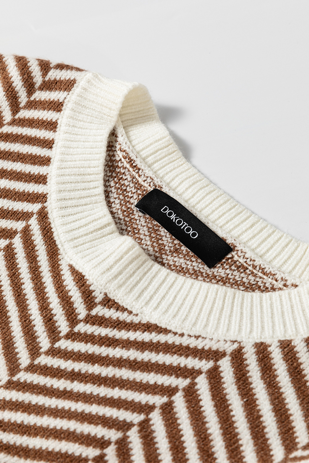 Women's Coffee Contrast Edge Crew Neck Drop Shoulder Sweater - Stylish Casual Wear - Detail View 13 Women's Coffee Contrast Edge Crew Neck Drop Shoulder Sweater - Stylish Casual Wear - Detail View 13