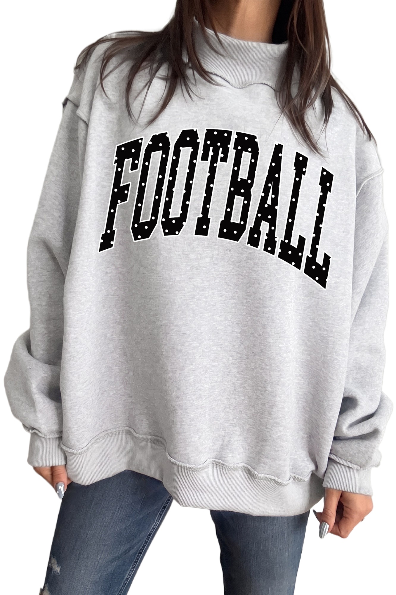 Women's Football Sweatshirt, Casual Game Day Pullover - Main View Women's Football Sweatshirt, Casual Game Day Pullover - Main View