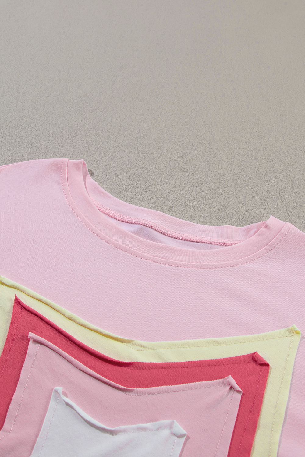 Women's Star Patch Tee, Casual Oversized Round Neck Top - Detail View 10 Women's Star Patch Tee, Casual Oversized Round Neck Top - Detail View 10