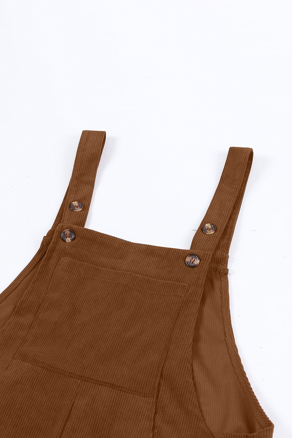Solid Brown Bib Overalls, Trendy Wide Leg Autumn Jumpsuit - Detail View 14 Solid Brown Bib Overalls, Trendy Wide Leg Autumn Jumpsuit - Detail View 14