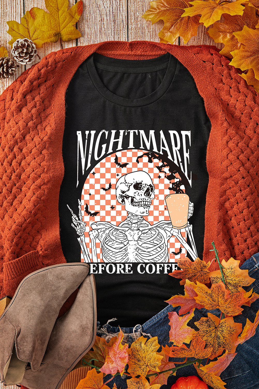 Comfortable and Dark Women's Graphic Tee - Perfect for Halloween Enthusiasts - Detail View 3 Comfortable and Dark Women's Graphic Tee - Perfect for Halloween Enthusiasts - Detail View 3