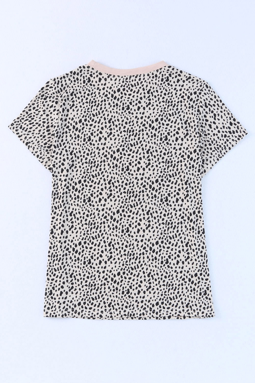 Casual Style Short Sleeve Tee: Apricot Leopard Print for Women - Detail View 7 Casual Style Short Sleeve Tee: Apricot Leopard Print for Women - Detail View 7