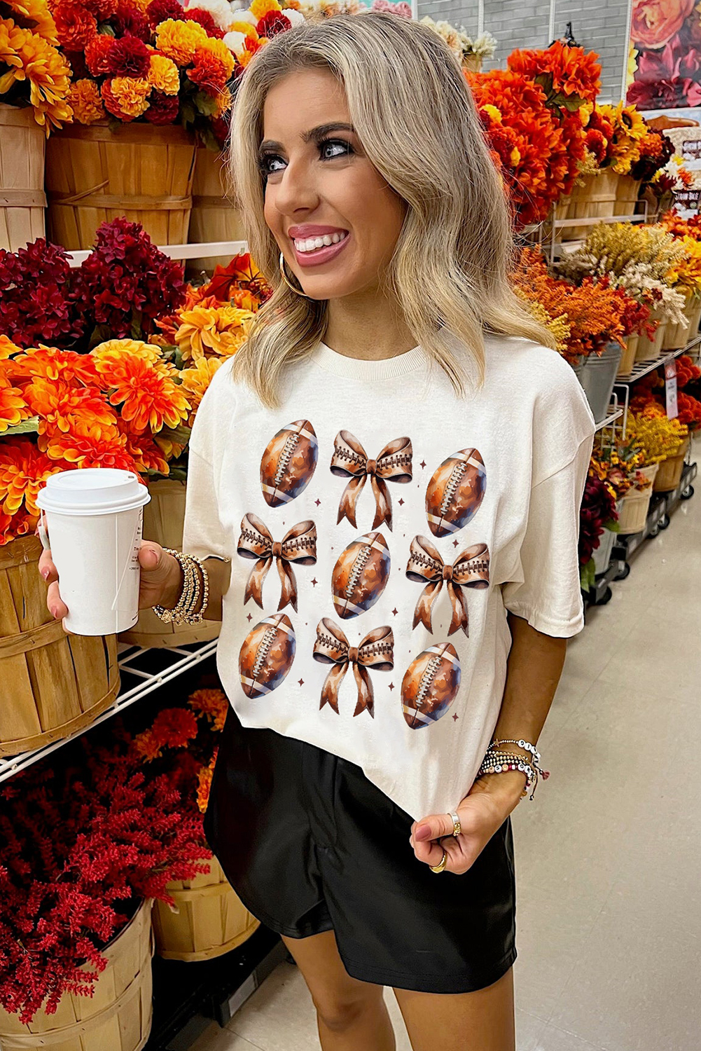 Women's T-Shirt, White Graphic Tee, Rugby Football, Bow Print, Game Day, Casual Style, Short Sleeve, Comfortable Fabric, Daily Wear, Crew Neck, Summer Fashion, Athletic Wear, Chic Design, Best Sellers, Geometric Pattern - Detail View 4 Women's T-Shirt, White Graphic Tee, Rugby Football, Bow Print, Game Day, Casual Style, Short Sleeve, Comfortable Fabric, Daily Wear, Crew Neck, Summer Fashion, Athletic Wear, Chic Design, Best Sellers, Geometric Pattern - Detail View 4
