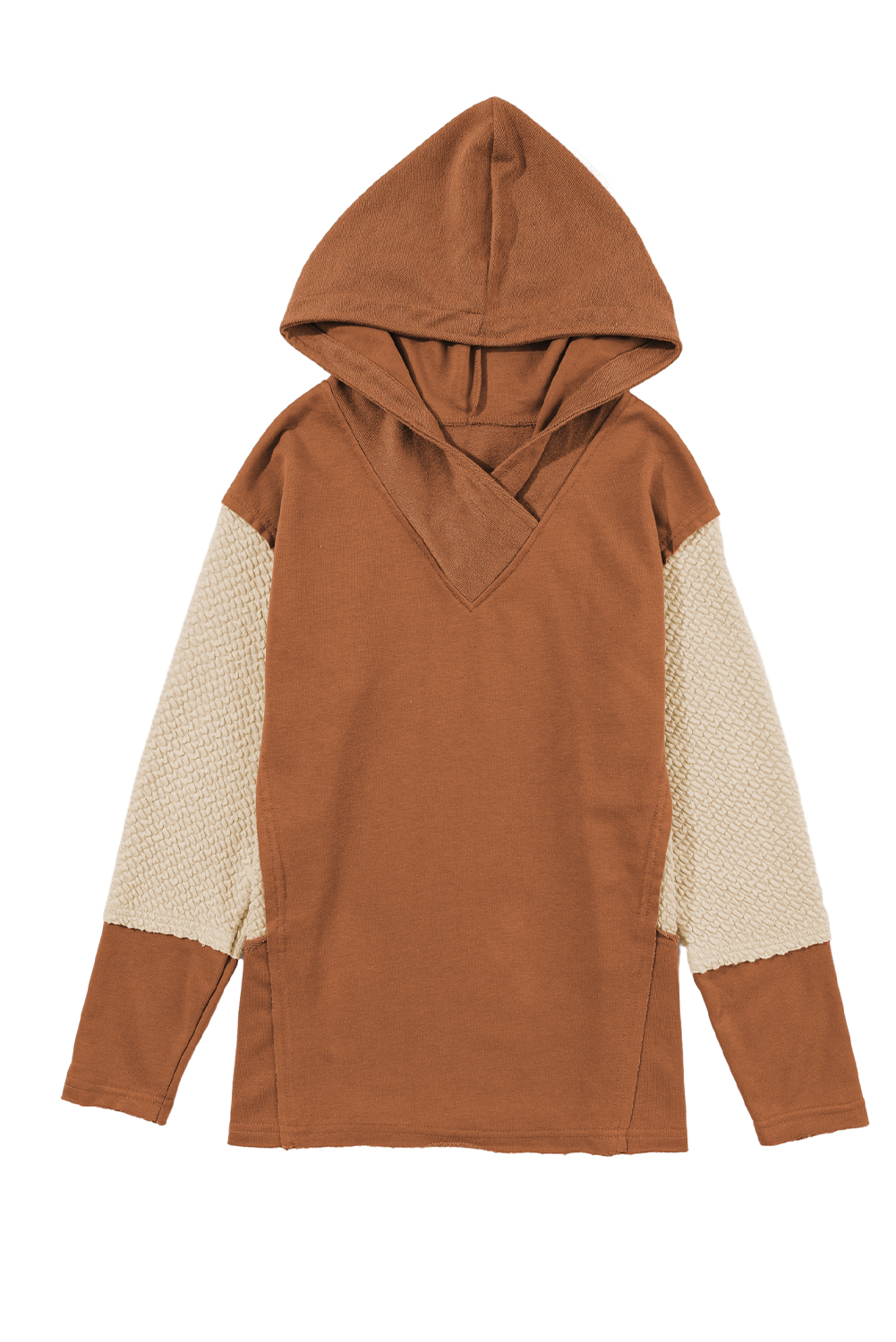 Raw Hem Hooded Sweatshirt, Comfortable Women's Daily Wear - Detail View 6 Raw Hem Hooded Sweatshirt, Comfortable Women's Daily Wear - Detail View 6