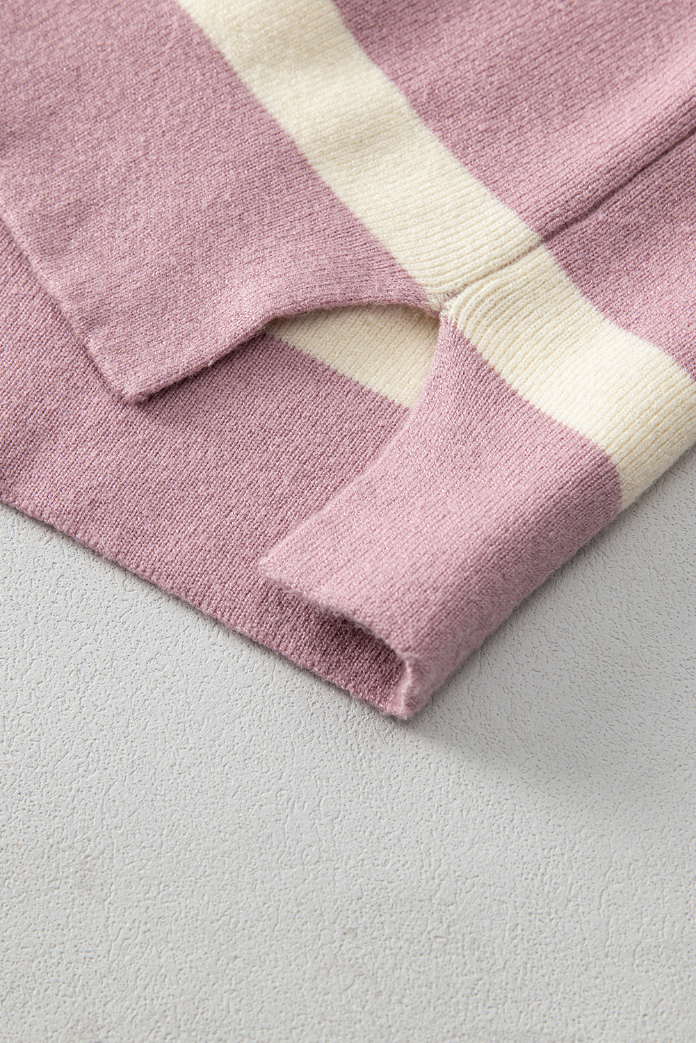 Feminine Oversized Sweater with Colorblock Stripe Design - Pink - Detail View 17 Feminine Oversized Sweater with Colorblock Stripe Design - Pink - Detail View 17