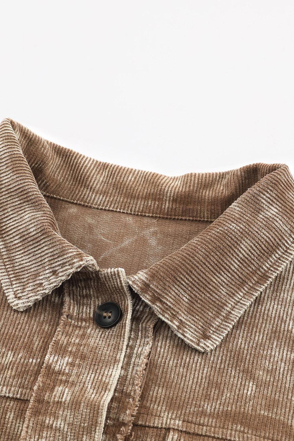 Women's Khaki Shacket, Vintage Mineral Wash Corduroy Jacket - Detail View 10 Women's Khaki Shacket, Vintage Mineral Wash Corduroy Jacket - Detail View 10