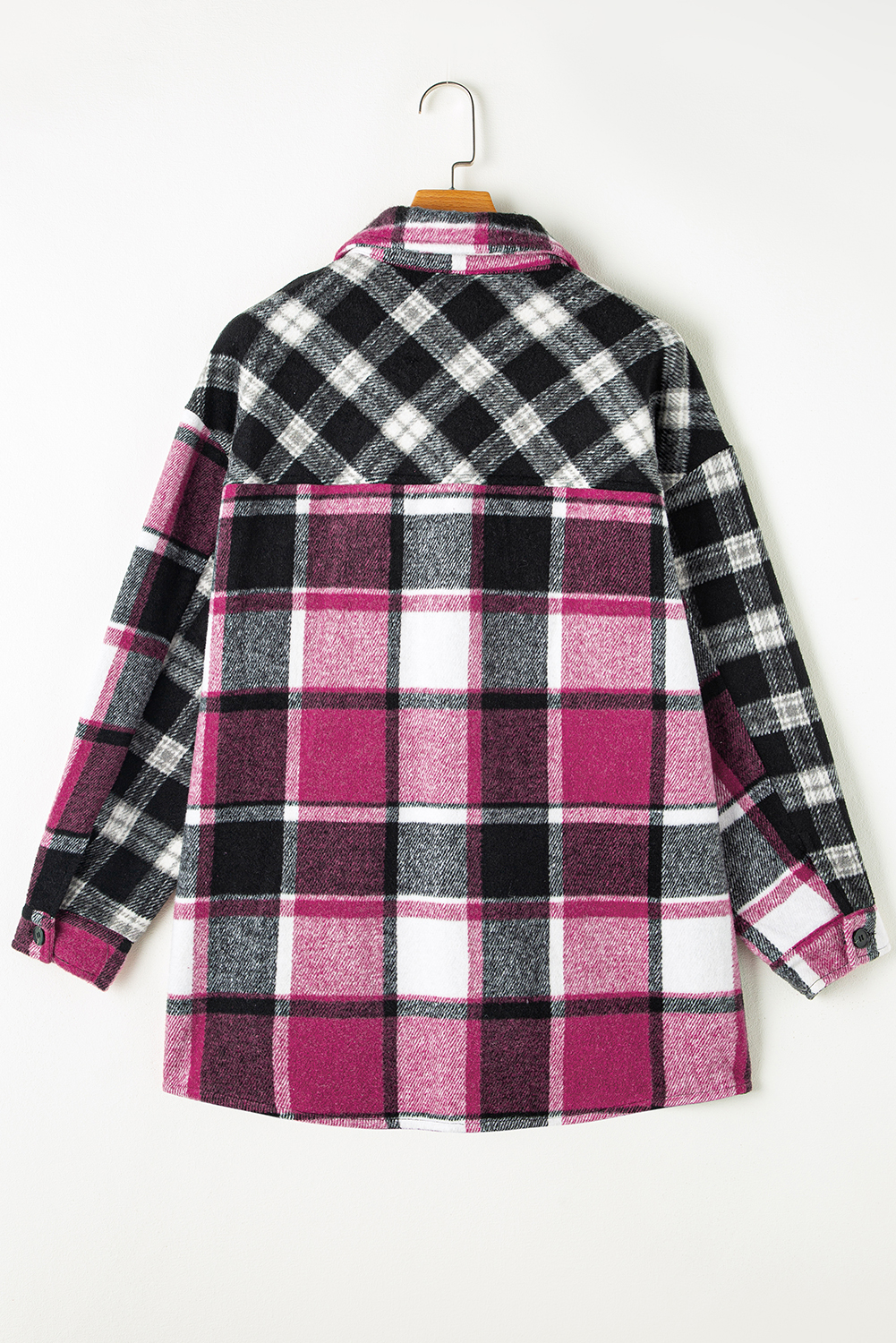 Women's Shacket, Black Plaid, Colorblock, Loose Fit, Casual, Long Sleeve, Flap Pocket, Easy to Wear, Practical, Warm, Fall & Autumn Wear, Outerwear, Plaid Shackets - Detail View 10 Women's Shacket, Black Plaid, Colorblock, Loose Fit, Casual, Long Sleeve, Flap Pocket, Easy to Wear, Practical, Warm, Fall & Autumn Wear, Outerwear, Plaid Shackets - Detail View 10