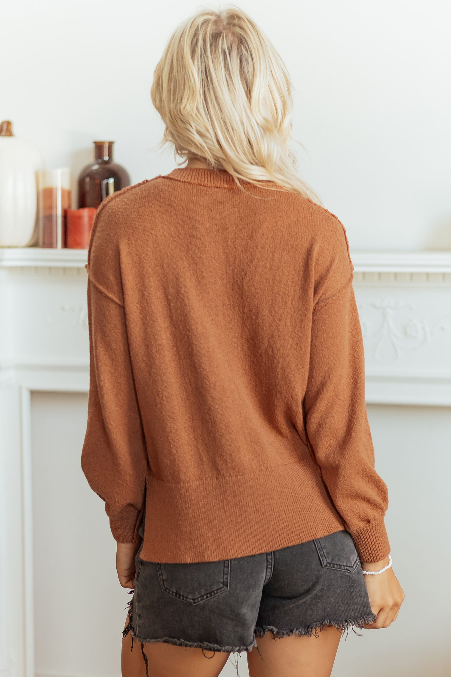 Women's Cute Christmas Sweater, Gingerbread Knit Top - Detail View 2 Women's Cute Christmas Sweater, Gingerbread Knit Top - Detail View 2