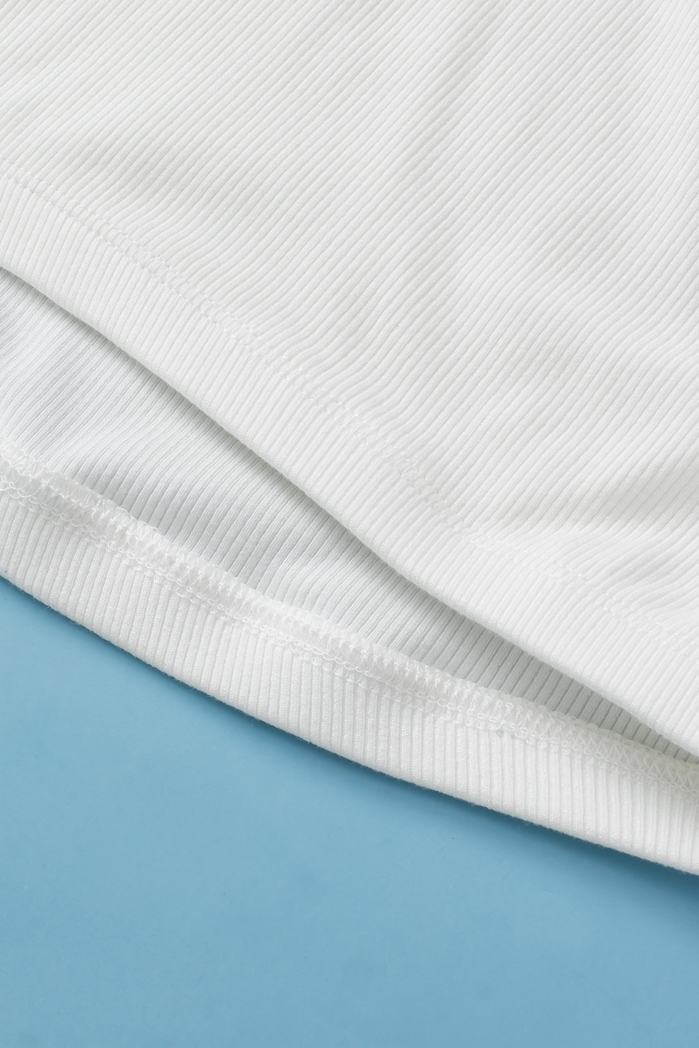 Essential Ribbed Cami Top, Solid White Sleeveless Crop - Detail View 17 Essential Ribbed Cami Top, Solid White Sleeveless Crop - Detail View 17