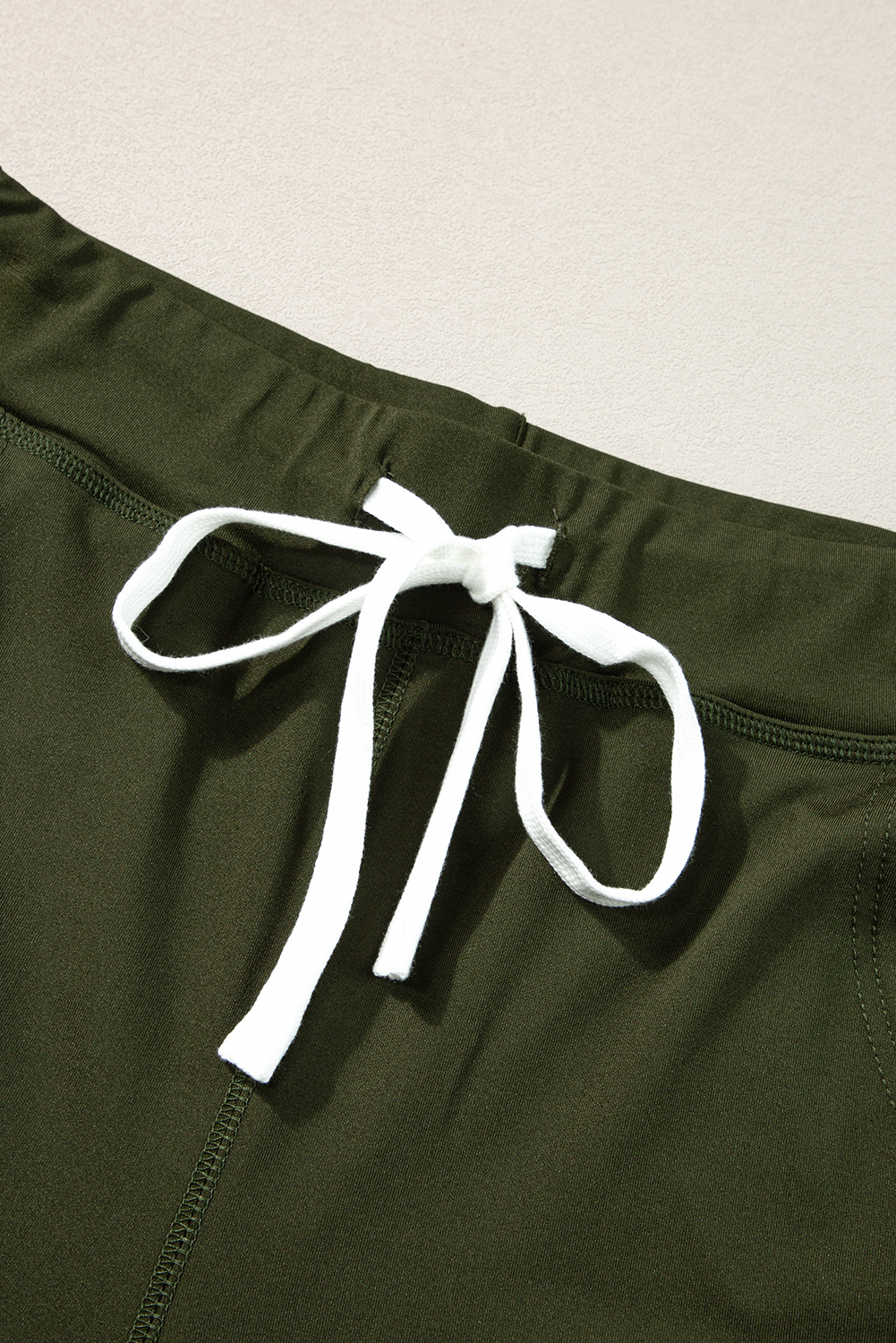 Women's Drawstring Joggers, Casual Moss Green Lounge Pants - Detail View 12 Women's Drawstring Joggers, Casual Moss Green Lounge Pants - Detail View 12