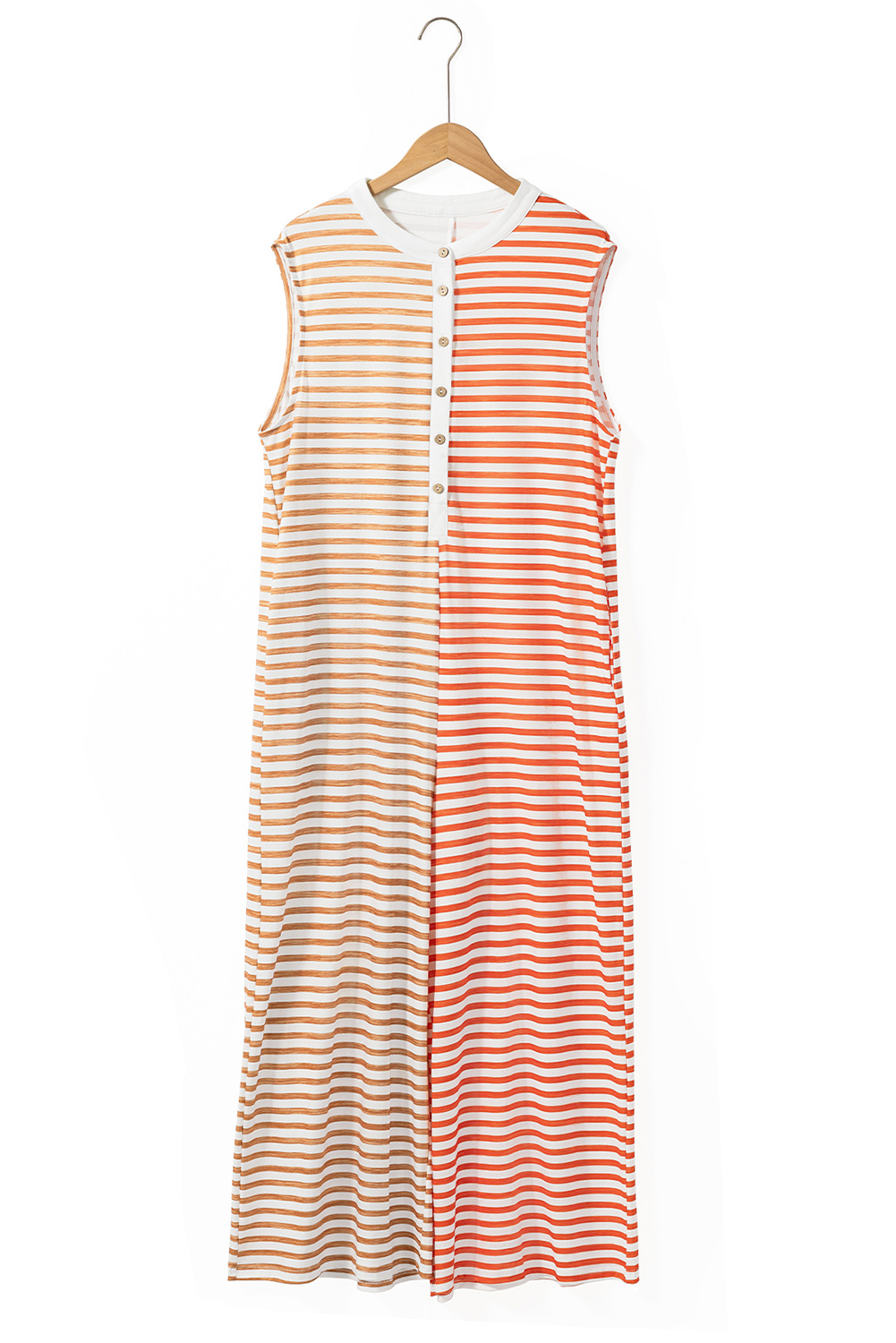 Women's Striped Jumpsuit, Sleeveless Wide Leg Casual Romper - Detail View 7 Women's Striped Jumpsuit, Sleeveless Wide Leg Casual Romper - Detail View 7