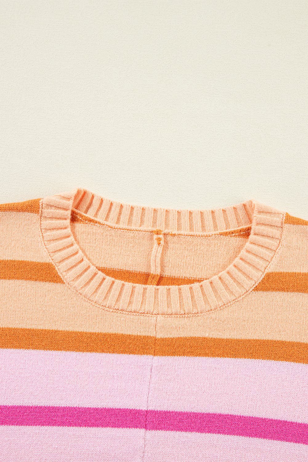 Women's Multicolour Gradient Striped Ribbed Edge Loose Sweater - Detail View 11 Women's Multicolour Gradient Striped Ribbed Edge Loose Sweater - Detail View 11