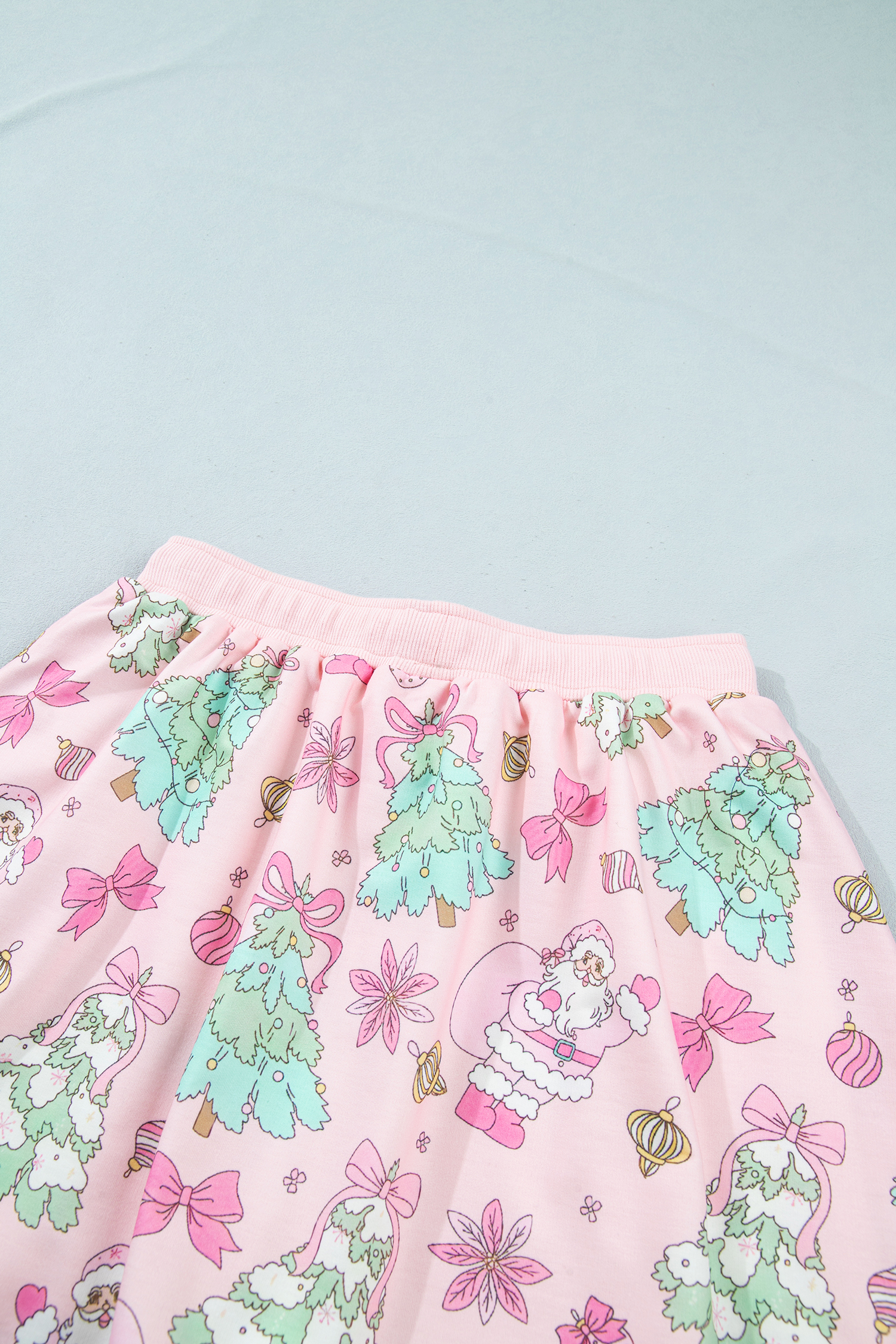 Women's Pink Christmas Skirt Set, Casual Long Sleeve Lounge - Detail View 16 Women's Pink Christmas Skirt Set, Casual Long Sleeve Lounge - Detail View 16