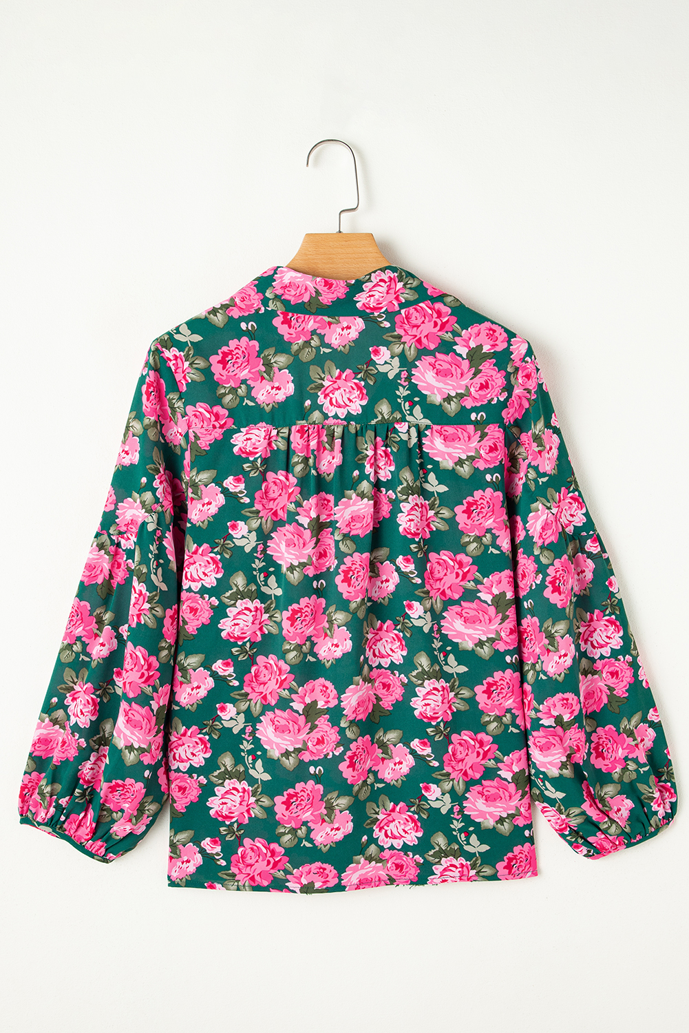 Chic V Neck Blouse with Puff Sleeves and Lace-Up Detail - Perfect for Spring - Detail View 6 Chic V Neck Blouse with Puff Sleeves and Lace-Up Detail - Perfect for Spring - Detail View 6